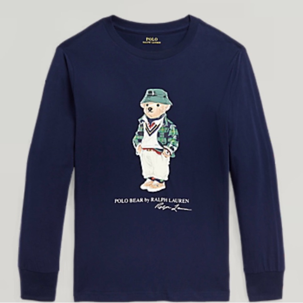 Ralph Lauren Kids Long Sleeve Classic 
 Navy‎ Polo Bear Tee SZ XL 18-20